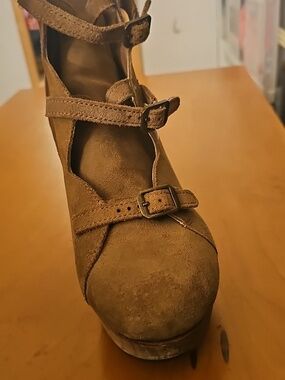 See by Chloe suede Booties solfo wood heel buckles chestnut brown women’s 38